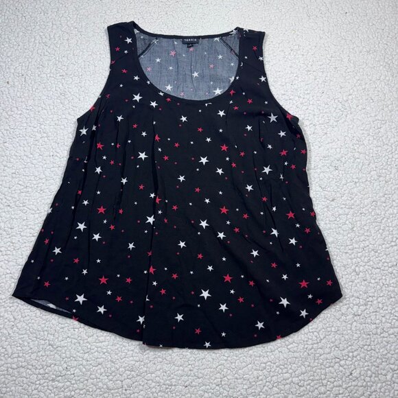 Torrid Black Star Print Tank Top Womens sz 1X Sleeveless Blouse Celestial - Picture 3 of 6